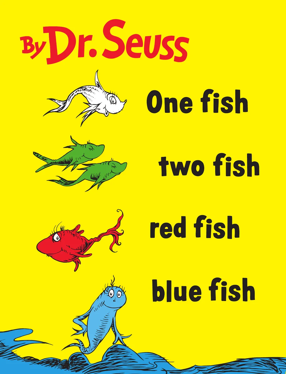 One Fish Two Fish Red Fish Blue Fish book cover by Dr. Seuss (1960)